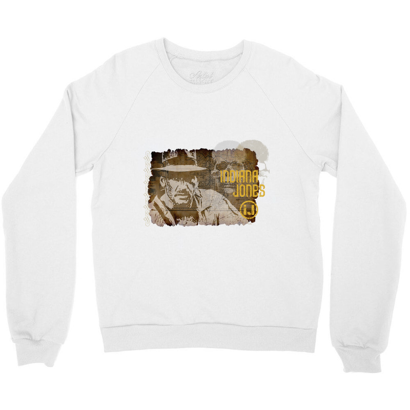 Lucasfilm Indiana Jones Vintage Map And Skull Crewneck Sweatshirt | Artistshot