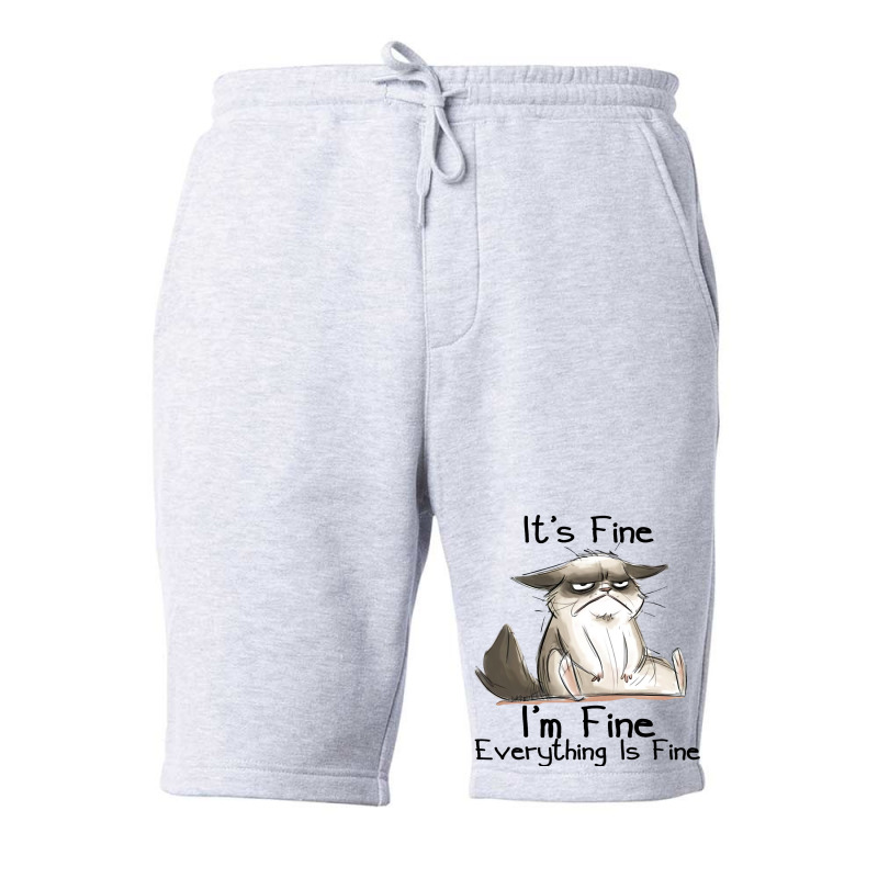 Its Fine Im Fine Everything Is Fine Funny Black Ca Fleece Short | Artistshot