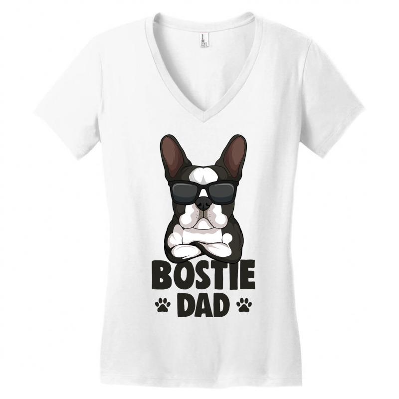 Mens Boston Terrier Dad Bostie Dog 3 Women's V-Neck T-Shirt by CharleaPeguer | Artistshot