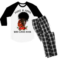 Just A Girl Who Loves Book Afro Woman Ladies Women Men's 3/4 Sleeve Pajama Set | Artistshot