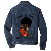 Just A Girl Who Loves Book Afro Woman Ladies Women Men Denim Jacket | Artistshot