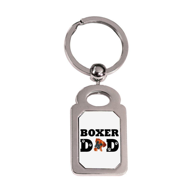 Mens Boxer Dad Boxer Dog Daddy Silver Rectangle Keychain | Artistshot