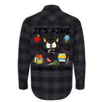 Its Fine Im Fine Everythings Fine Stressed Cat Tea Flannel Shirt | Artistshot