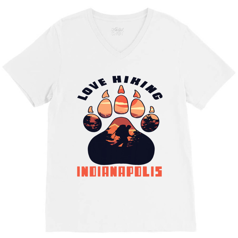 Love Hiking Indianapolis Indiana Camping Nature Cl V-Neck Tee by NAOMIMONTGOMERY | Artistshot