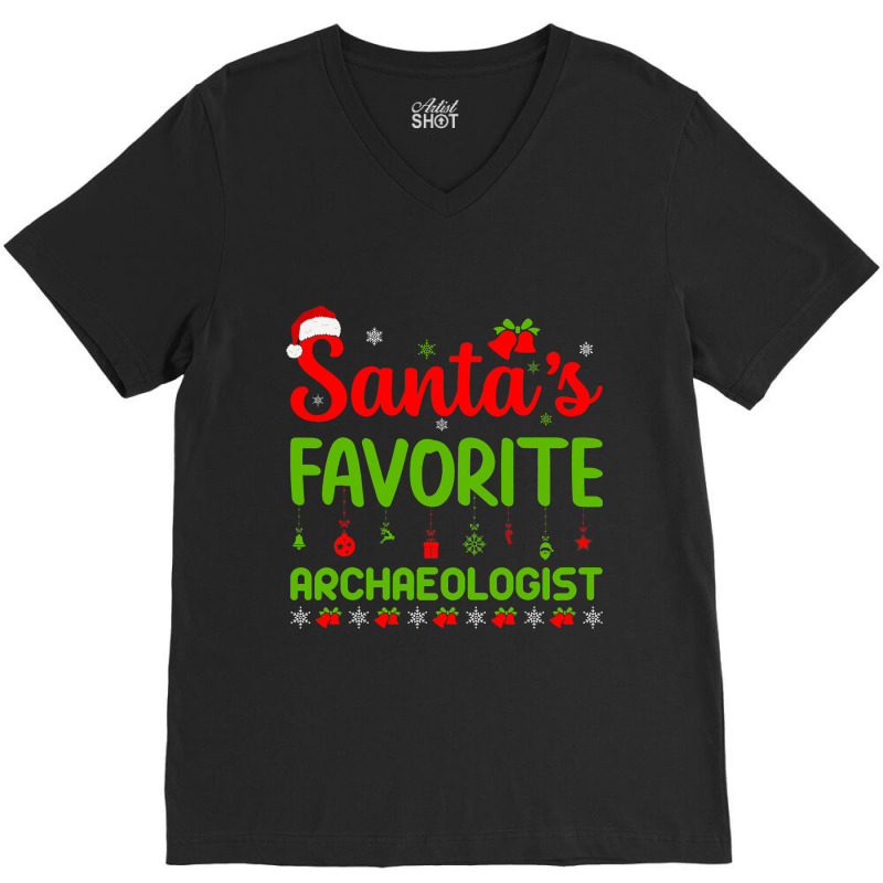 Christmas Santas Favorite Archaeologist Merry Xmas V-Neck Tee by AysonWilkey | Artistshot