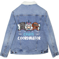 Chaos Coordinator Puppy Cat Unicorn Pet Sitter Pet Unisex Sherpa-lined Denim Jacket | Artistshot