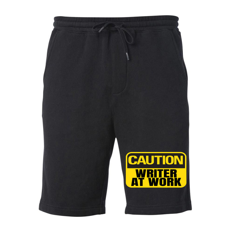 Caution Writer At Work Yellow Caution Sign Fleece Short by MaritzaCoats | Artistshot