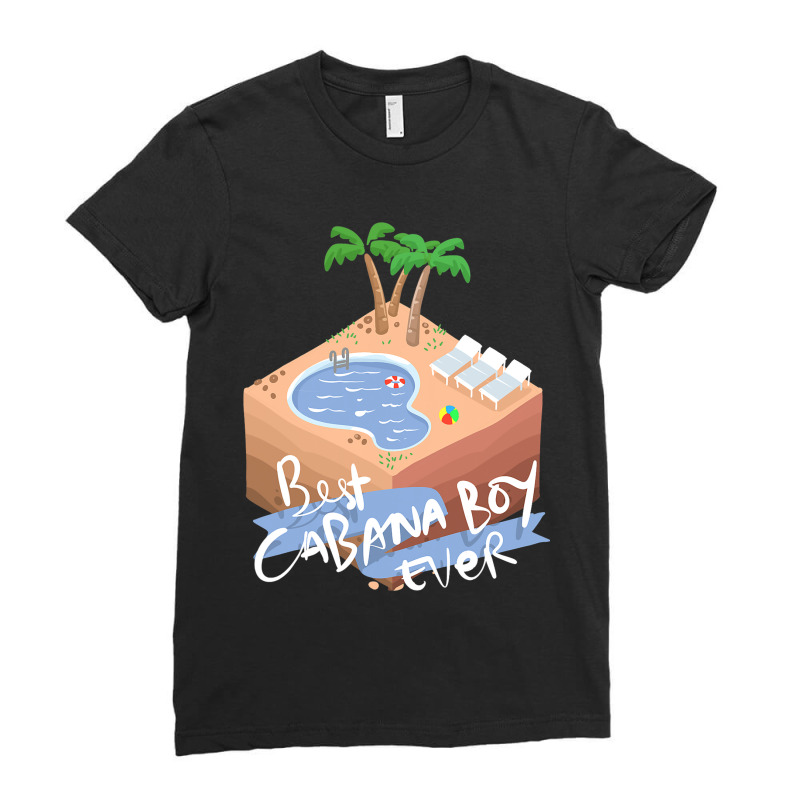 Best Ever Cabana Boy Beach Scene With Palm Trees Ladies Fitted T-Shirt by AamiraMelon | Artistshot