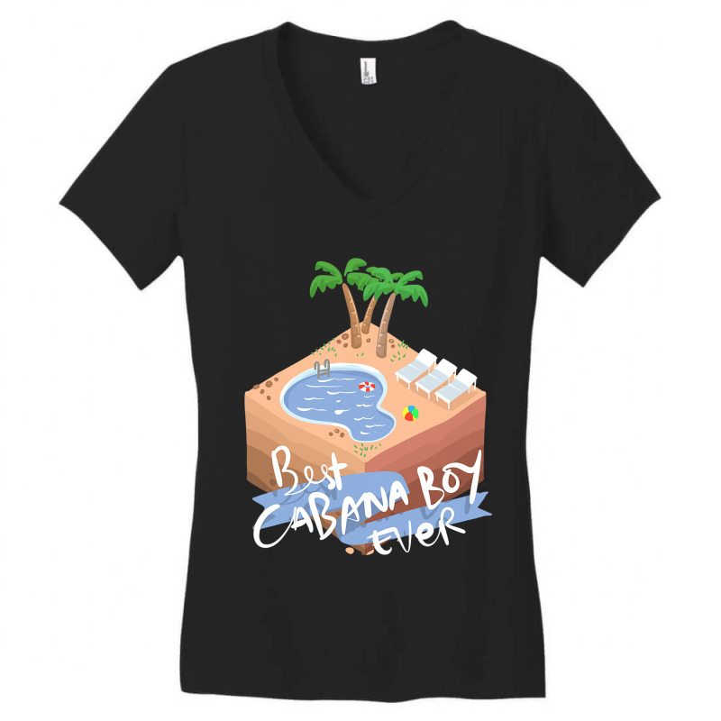 Best Ever Cabana Boy Beach Scene With Palm Trees Women's V-Neck T-Shirt by AamiraMelon | Artistshot