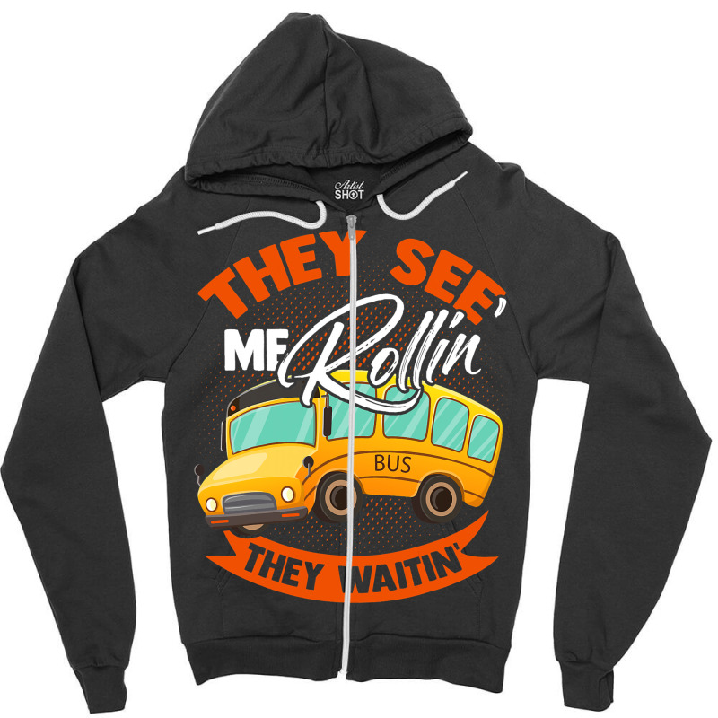 Bus School Drive Traffic Stops 4 Zipper Hoodie | Artistshot