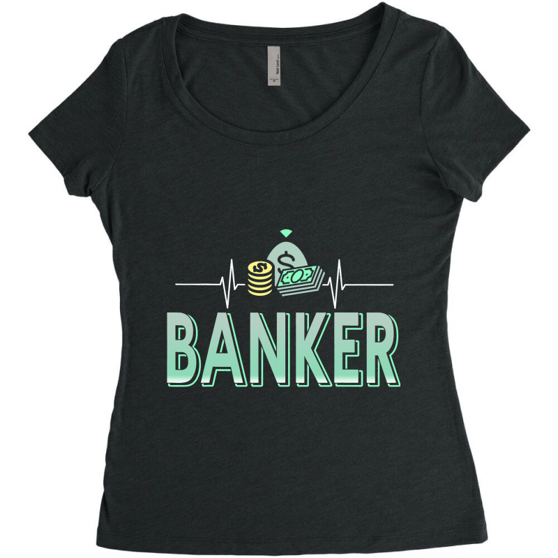 Cool Awesome Retro Heartbeat Of Banker Designs Pre Women's Triblend Scoop T-shirt by SweetCurl | Artistshot