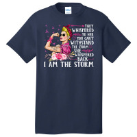 Breast Cancer Im The Storm Strong Women Breast Cancer Warrior Pink Rib Basic T-shirt | Artistshot