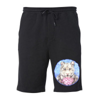 Tiger With Flowers New Fleece Short | Artistshot