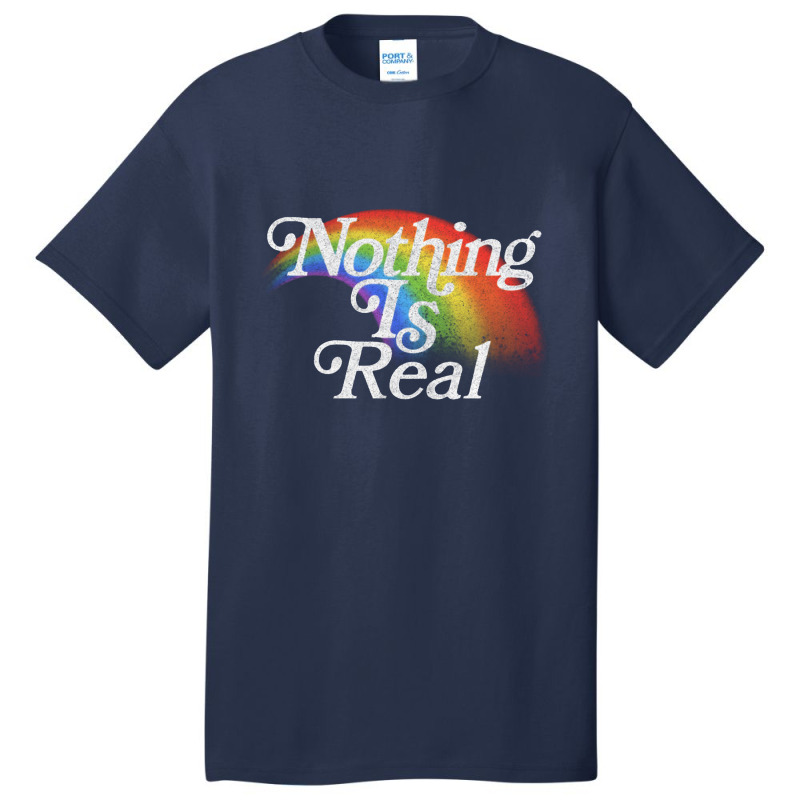 Nothing Is Real, 80s Nihilist Faded Rainbow Basic T-shirt by qulonuhun | Artistshot