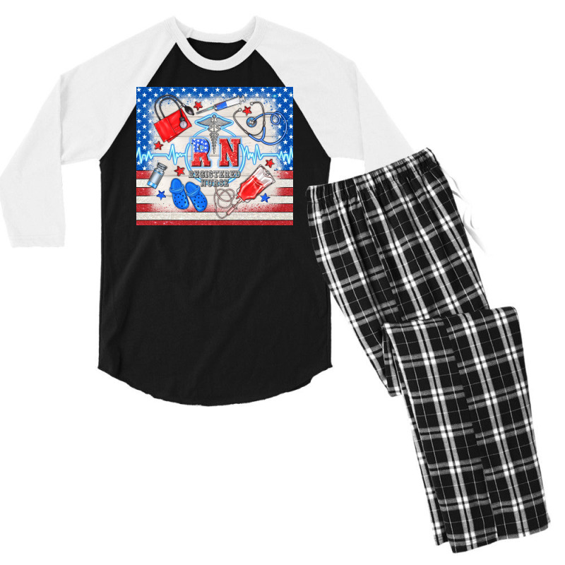 American Memorial Day Rn Registered Nurse Men's 3/4 Sleeve Pajama Set | Artistshot