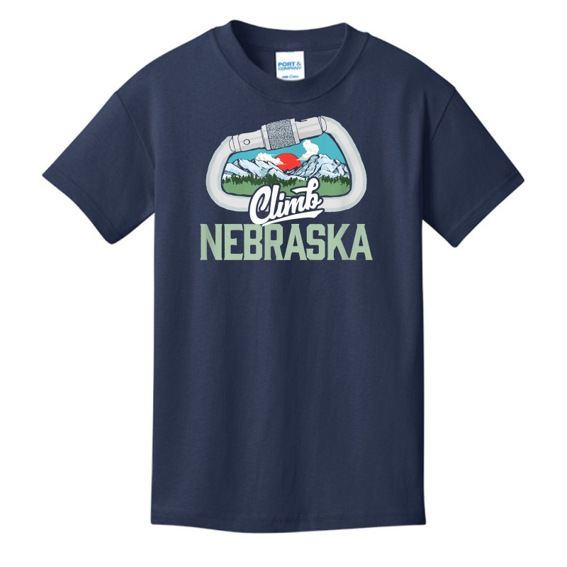 Climb Nebraska Retro Rock Climbing Vintage Carabiner Graphic T Shirt Basic Youth T-shirt | Artistshot