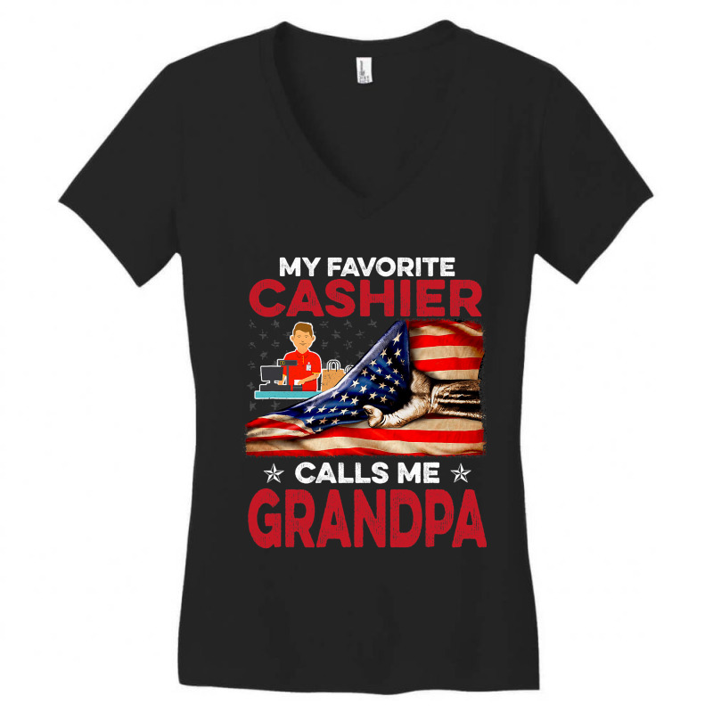 Cashier Shirt My Favorite People Call Me Grandpa Women's V-Neck T-Shirt by LilahHutchinson | Artistshot