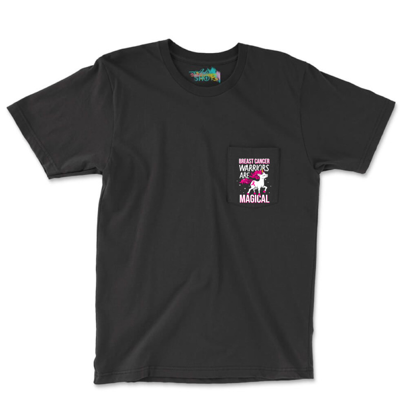 Breast Cancer Warriors Are Magical Unicorn Pink Ri Pocket T-shirt | Artistshot