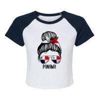 Panama Shirt For Girls And Women, Messy Bun Panamanians Flag T Shirt Raglan Crop Top | Artistshot