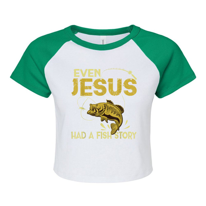 Fishing Gifts - Even Jesus Had A Fish Story Funny Character Videogames Raglan Crop Top by Aria-Proctor | Artistshot