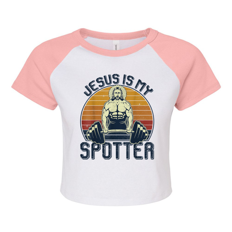 Jesus Is My Spotter Funny Christian Weightlifting Gym My Favorite Peop Raglan Crop Top by Aria-Proctor | Artistshot