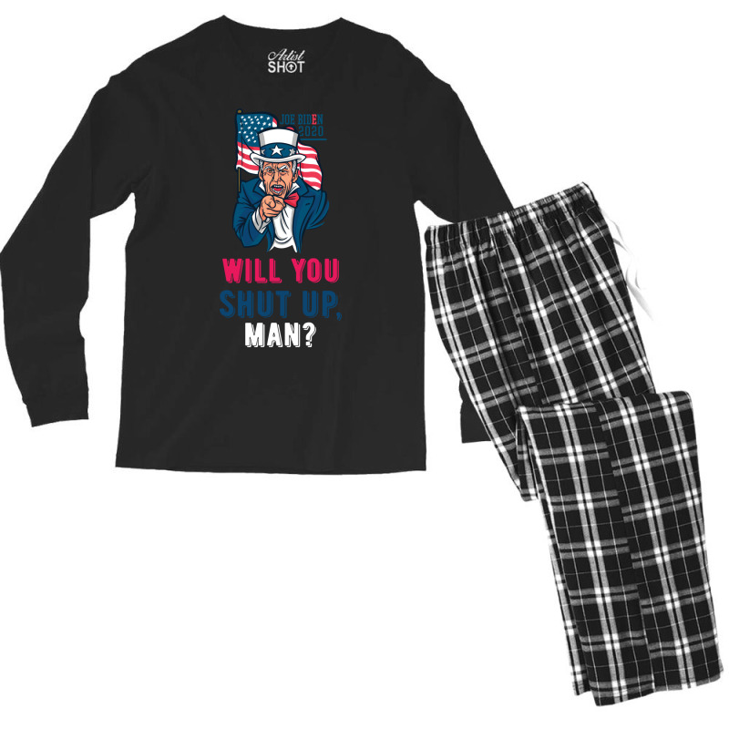 Will You Shut Up Man Biden Debate Quote Fun Men's Long Sleeve Pajama Set | Artistshot