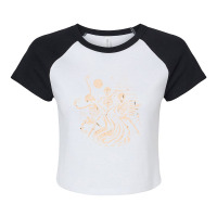 Halloween T  Shirt Skeletons Dancing Around A Fire Under The Moon T  S Raglan Crop Top | Artistshot