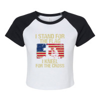 I Stand For The Flag I Kneel For The Cross Veteran Day Gift 19 Raglan Crop Top | Artistshot