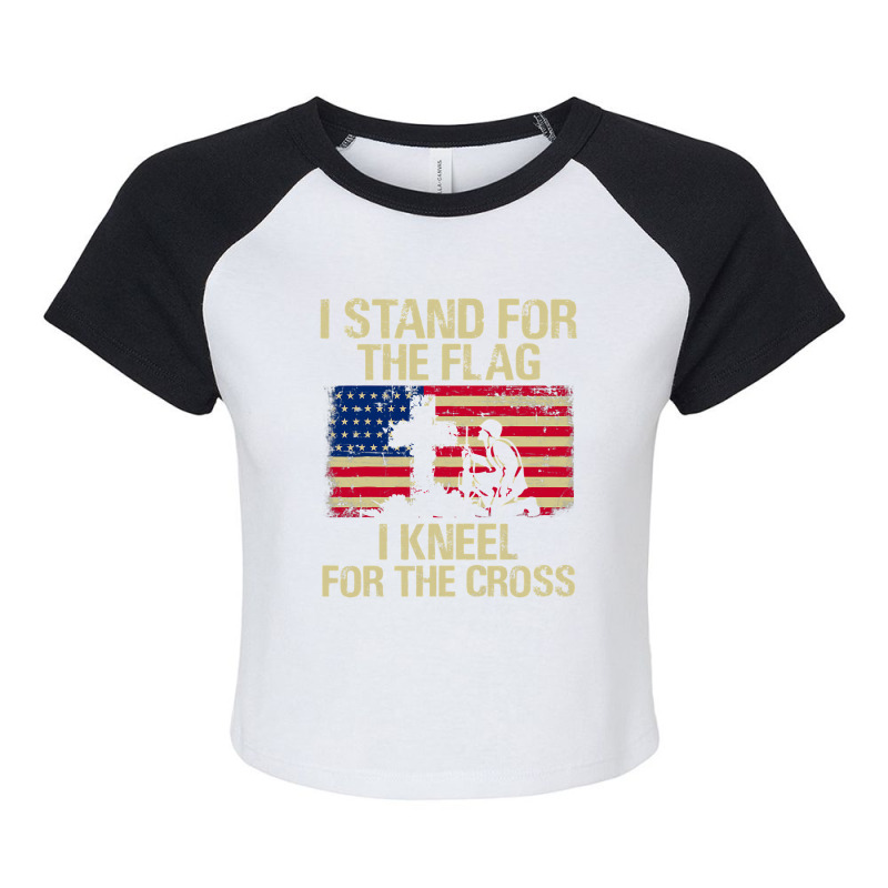 I Stand For The Flag I Kneel For The Cross Veteran Day Gift 19 Raglan Crop Top by pester | Artistshot