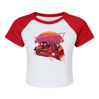 Retro Futuristic Bulldozer Tractor T Shirt Raglan Crop Top | Artistshot