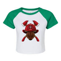 Firefighter Giraffe Fireman Boys Kids Fire Rescue Animal 266 Raglan Crop Top | Artistshot