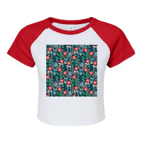 Floral Meadow In Red Raglan Crop Top | Artistshot