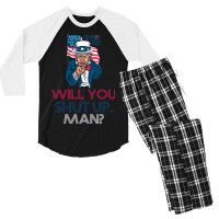 Will You Shut Up Man Biden Debate Quote Tshirt Al Right Men's 3/4 Sleeve Pajama Set | Artistshot