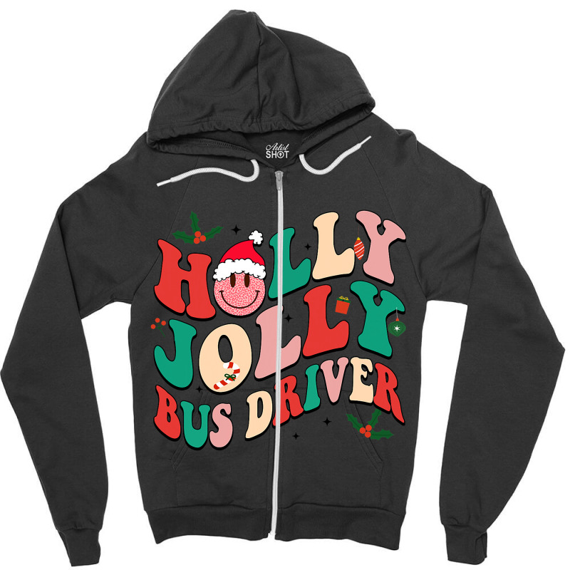 Bus Driver Holly N Jolly Santa Christmas Smiling X Zipper Hoodie by MALIKASHARIF | Artistshot