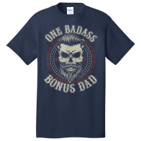 Mens One Badass Bonus Dad Birthday Step Dad Father's Day Tee T Shirt Basic T-shirt | Artistshot