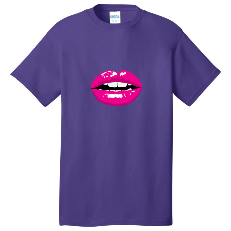 Hot Pink Lips - Pop Art Basic T-shirt | Artistshot