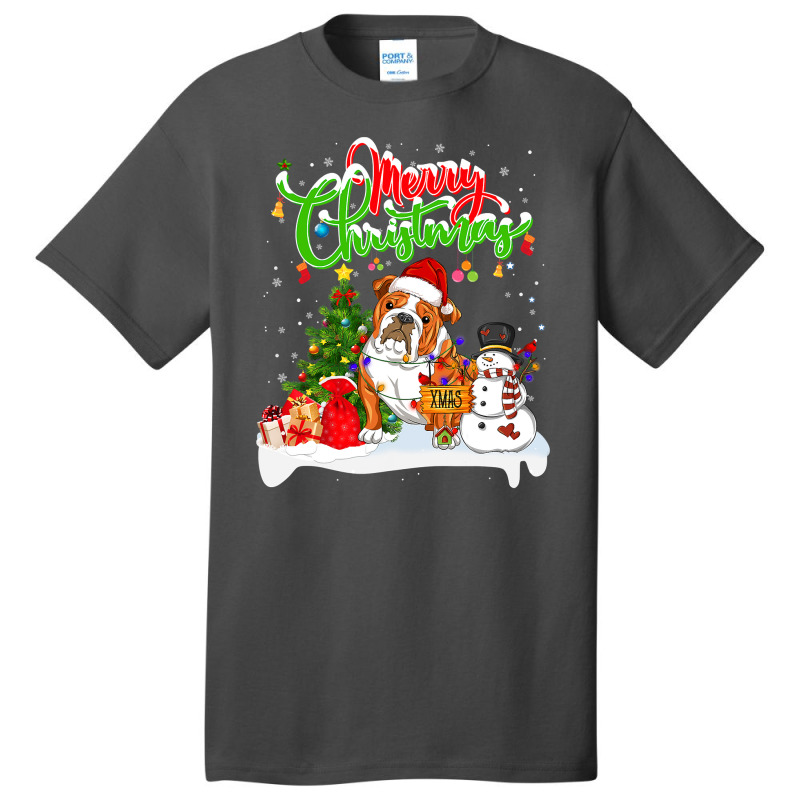 English Bulldog Xmas Lighting Matching Santa English Bulldog Dog Weari Basic T-shirt | Artistshot