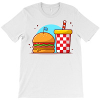 Burger And Soda Cartoon T-shirt | Artistshot