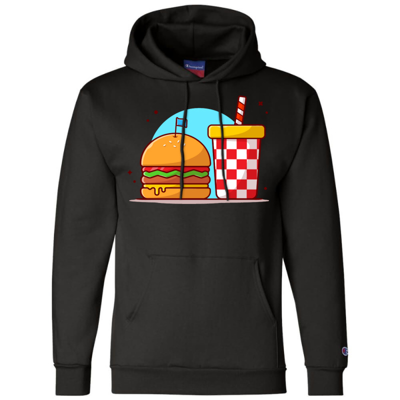 Burger And Soda Cartoon Champion Hoodie | Artistshot