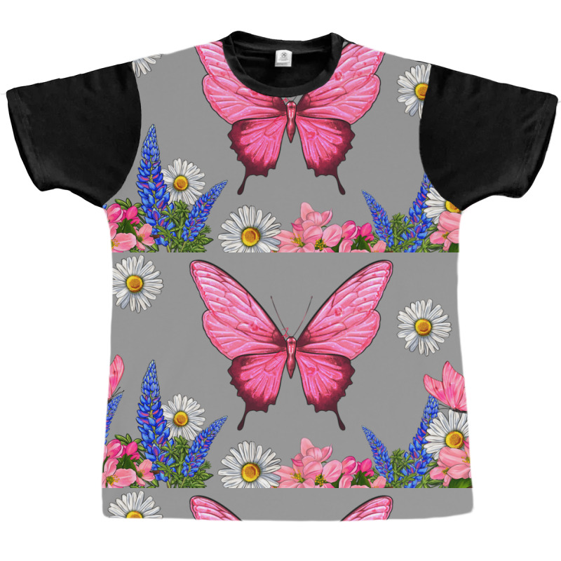 Butterflies And Flowers Graphic T-shirt | Artistshot