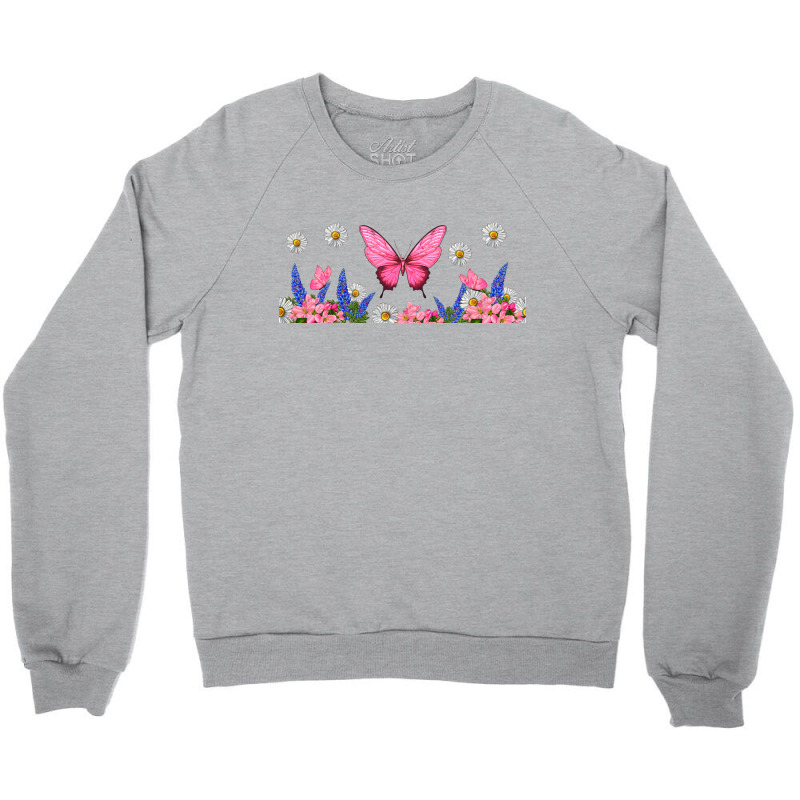 Butterflies And Flowers Crewneck Sweatshirt | Artistshot