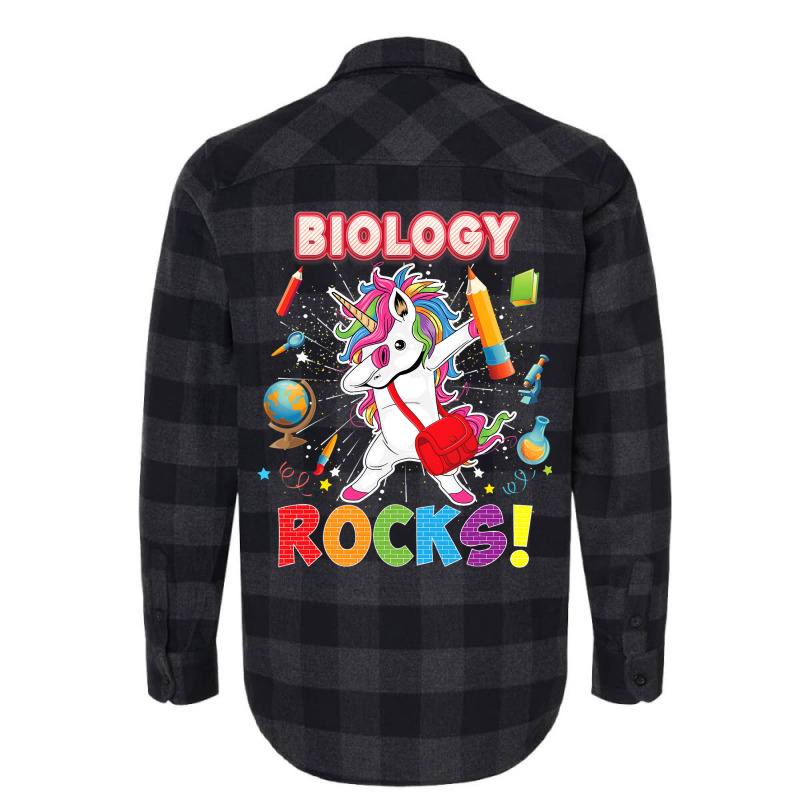 Biology Rocks Back To School Dabbing Unicorn First Flannel Shirt | Artistshot