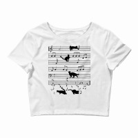 Black Cat Kitten Playing Music Note Clef Musician  Crop Top | Artistshot