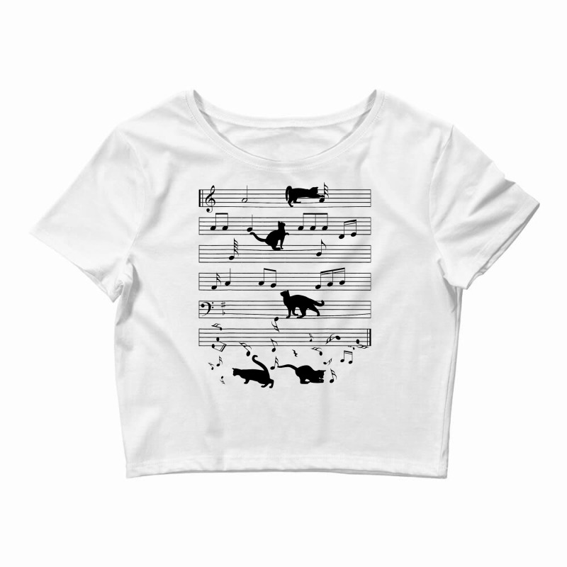 Black Cat Kitten Playing Music Note Clef Musician  Crop Top by RILEYALLEN | Artistshot