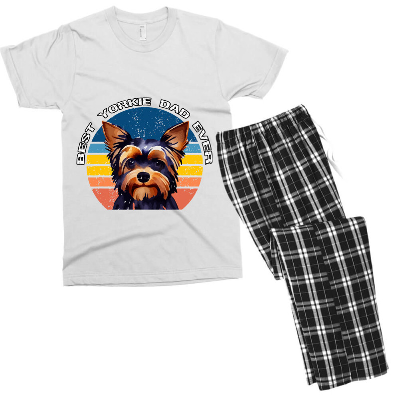 Best Yorkie Dad Ever Vintage 70s Style Yorkshire T Men's T-shirt Pajama Set | Artistshot