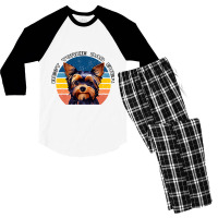 Best Yorkie Dad Ever Vintage 70s Style Yorkshire T Men's 3/4 Sleeve Pajama Set | Artistshot