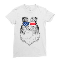 4th Of July Shetland Sheepdog Dog Patriotic Usa Su Ladies Fitted T-shirt | Artistshot