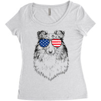 4th Of July Shetland Sheepdog Dog Patriotic Usa Su Women's Triblend Scoop T-shirt | Artistshot