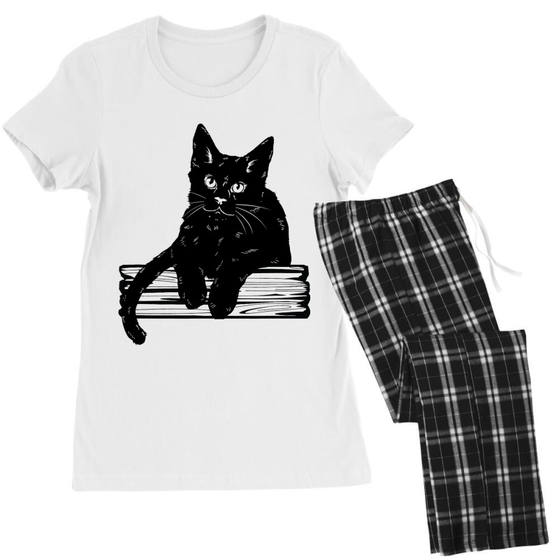 Black Cat Leaning Over A Fence Women's Pajamas Set by DEBORAHBOURSSIQUOT | Artistshot