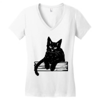 Black Cat Leaning Over A Fence Women's V-neck T-shirt | Artistshot